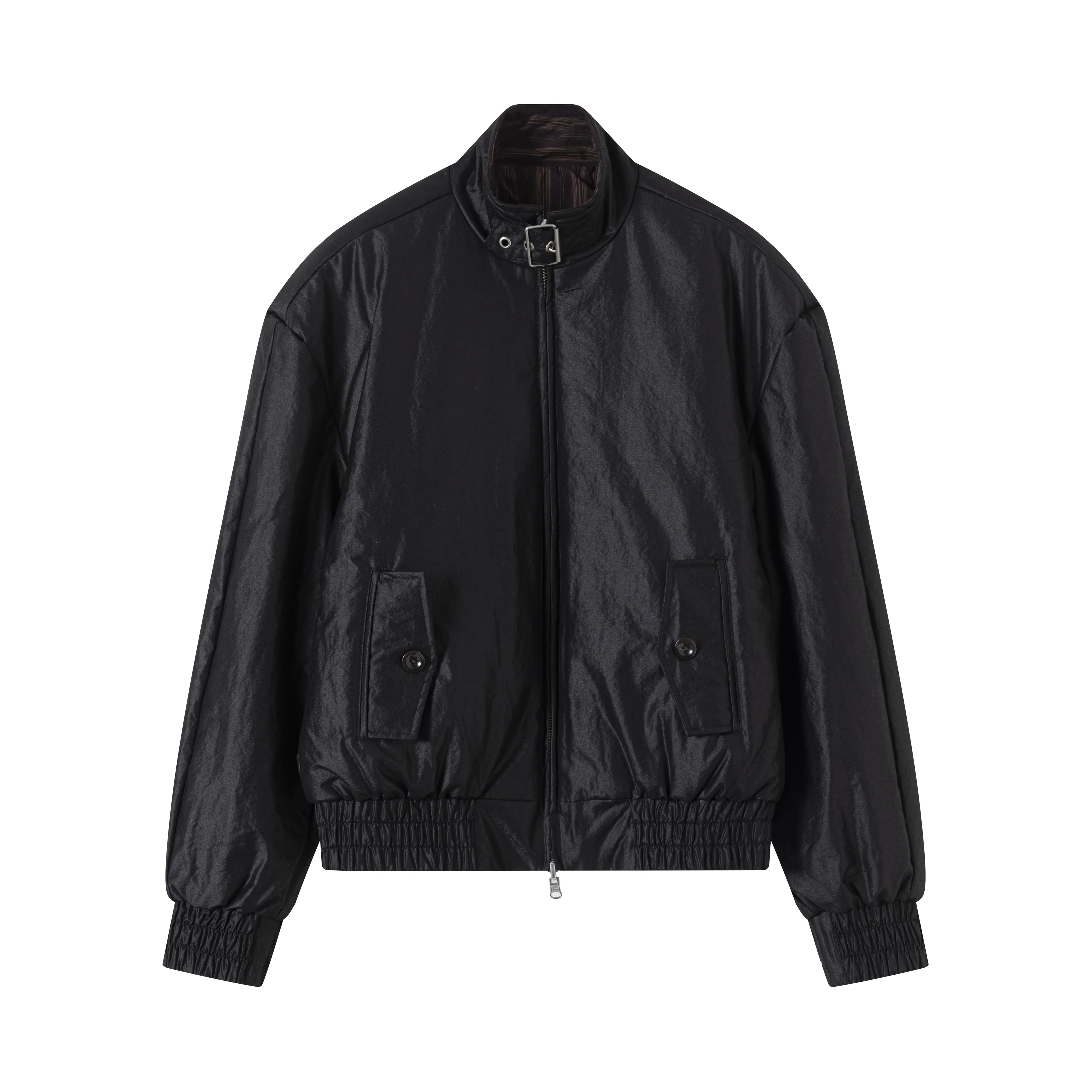 VLABMADE Reversible Harrington Jacket with Matte Finish and Striped Cotton Lining