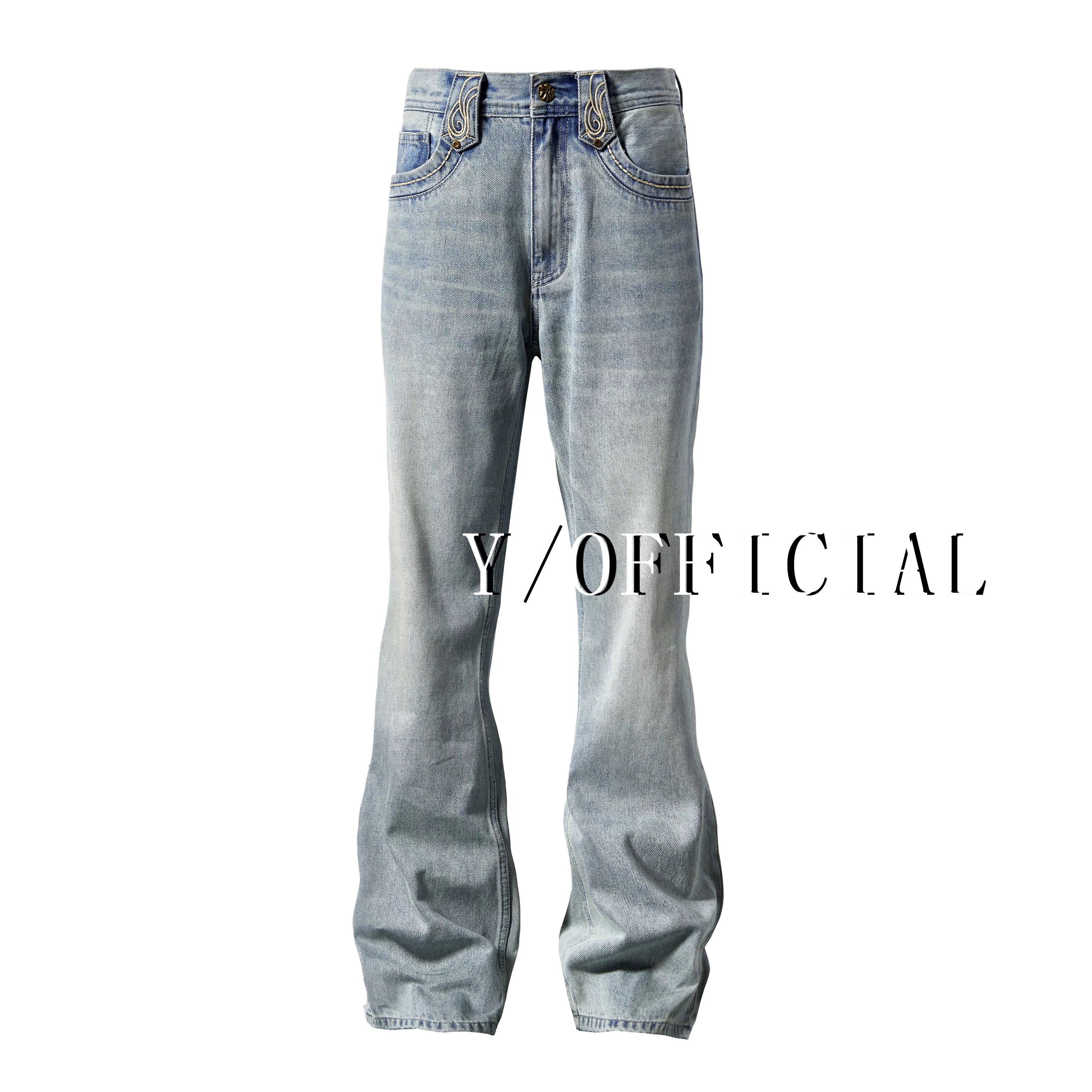 Y OFFICIAL Ice Blue Washed Vintage Flared Jeans