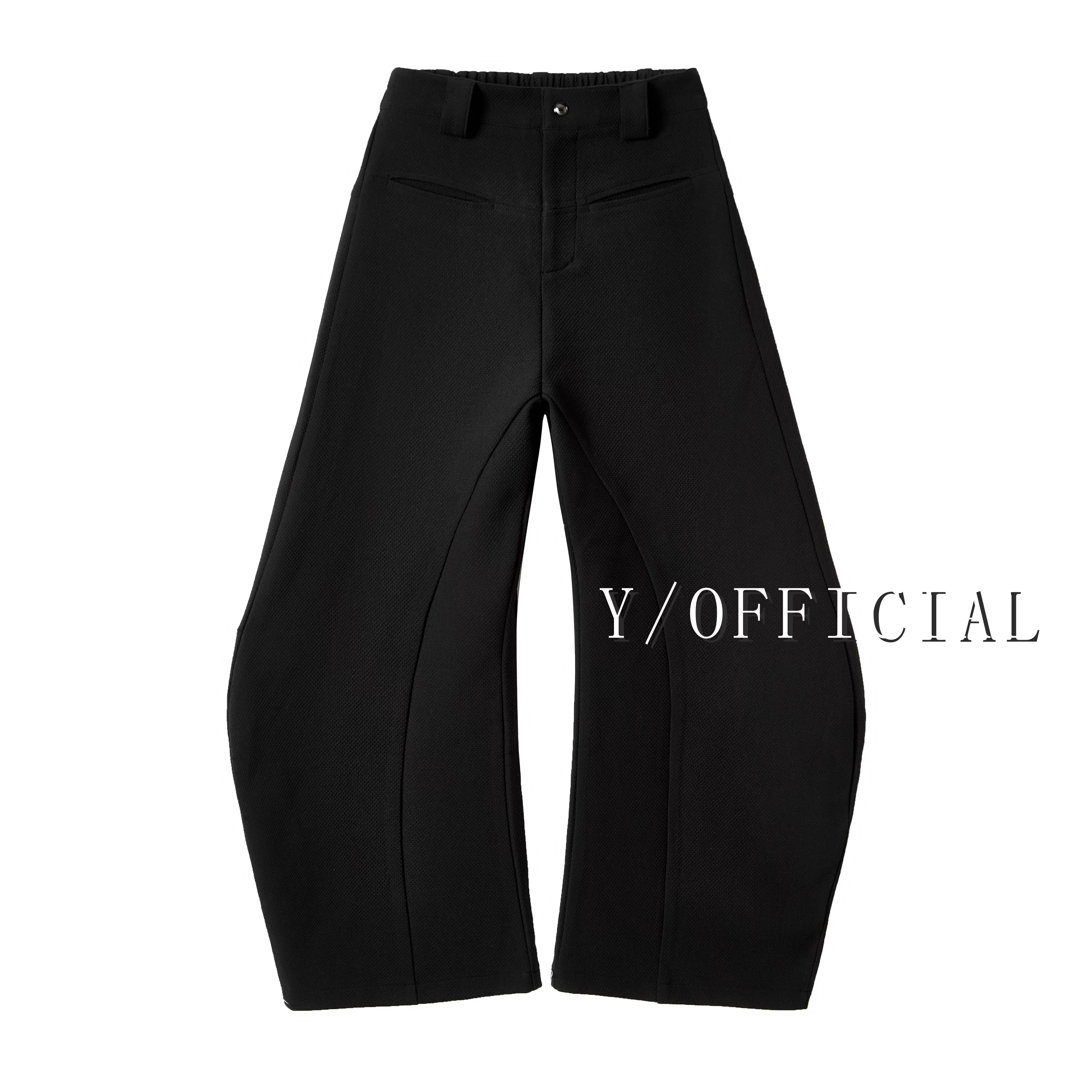 Y OFFICIAL Deconstructed Draped Wrinkle-Resistant Wide-Leg Trousers
