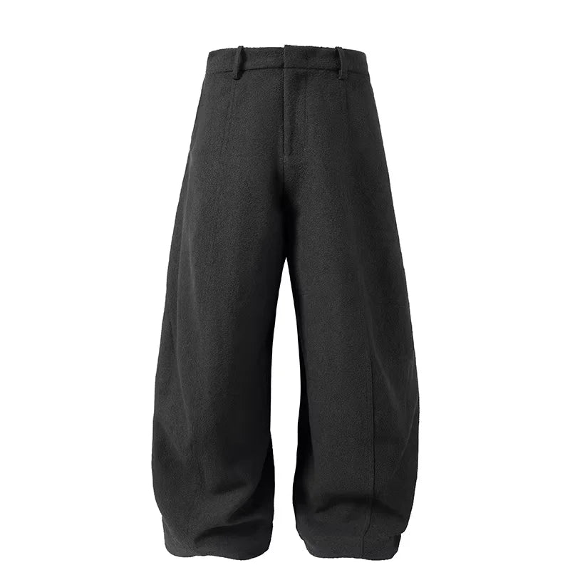 Y OFFICIAL Men's Textured Wide-Leg Draped Trousers