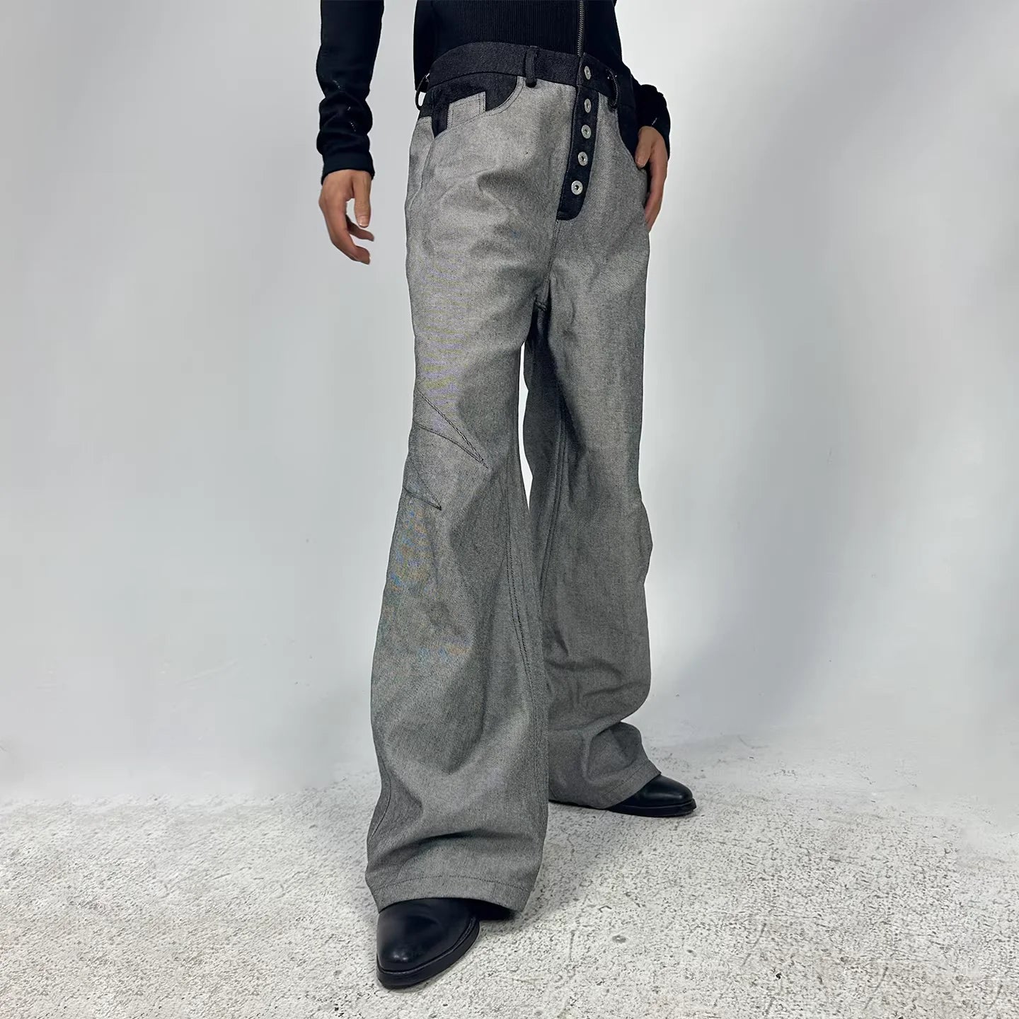 Y OFFICIAL Reversible Distressed Selvedge Straight Leg Denim Pants