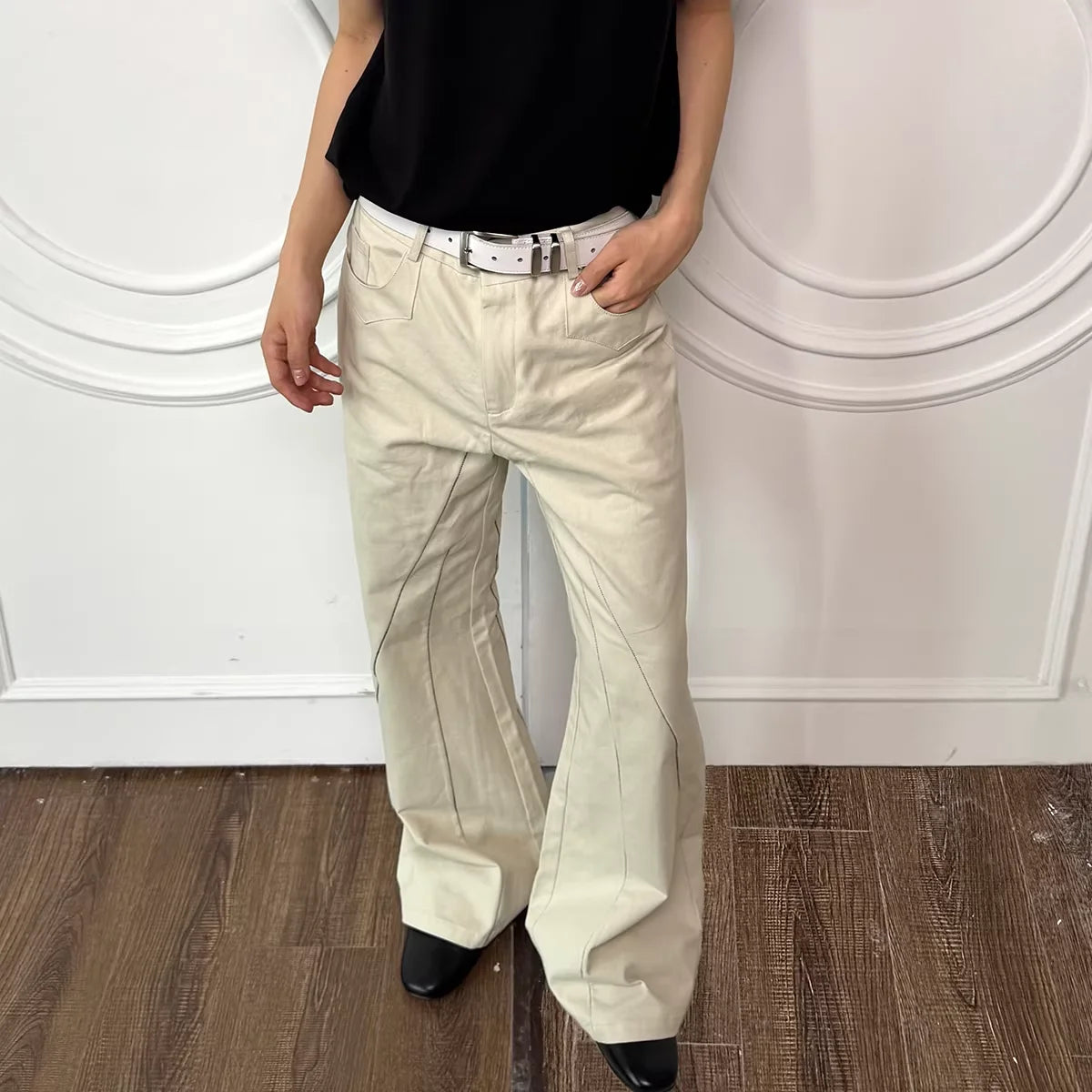 Y OFFICIAL Patchwork Deconstructed Flared Denim Trousers