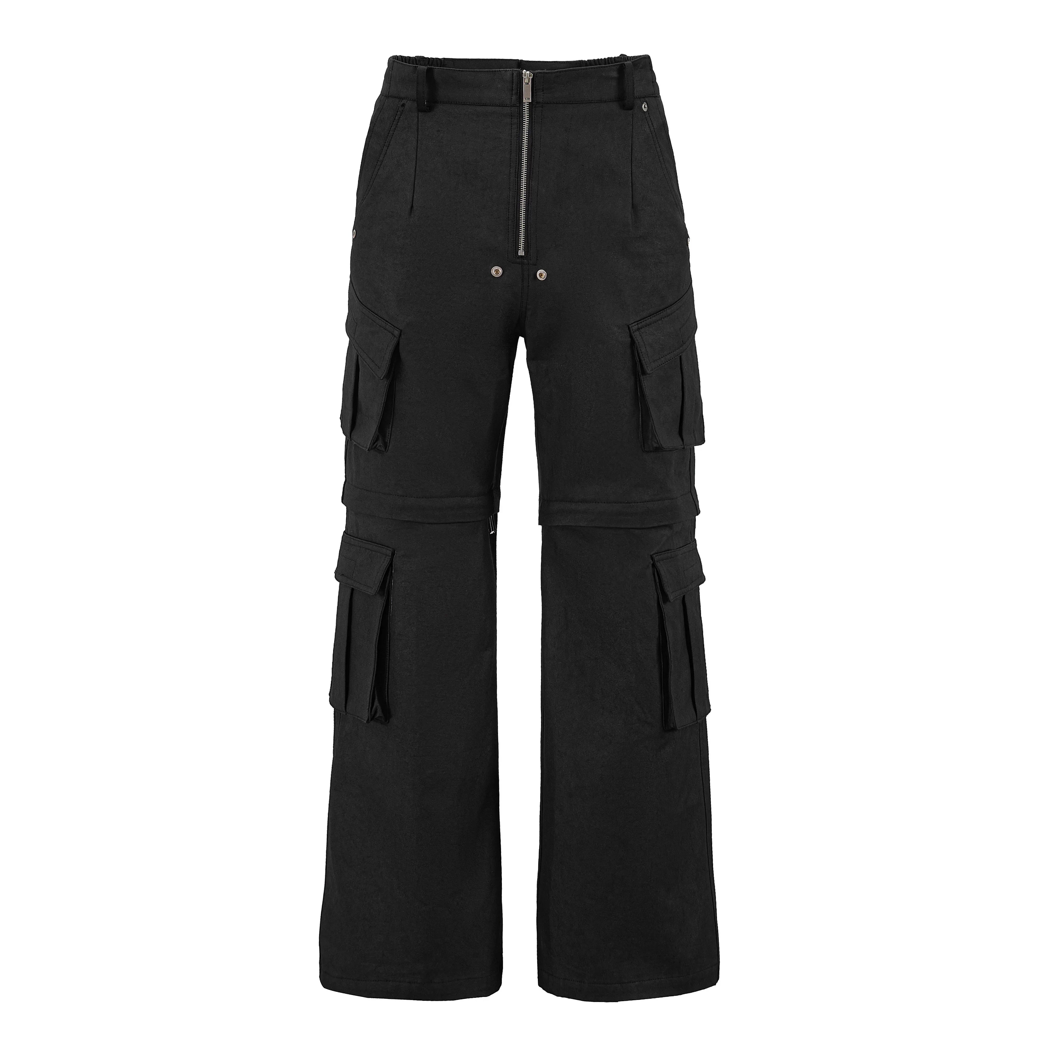 Y OFFICIAL Hand-Waxed Wide-Leg Multi-Pocket Cargo Pants
