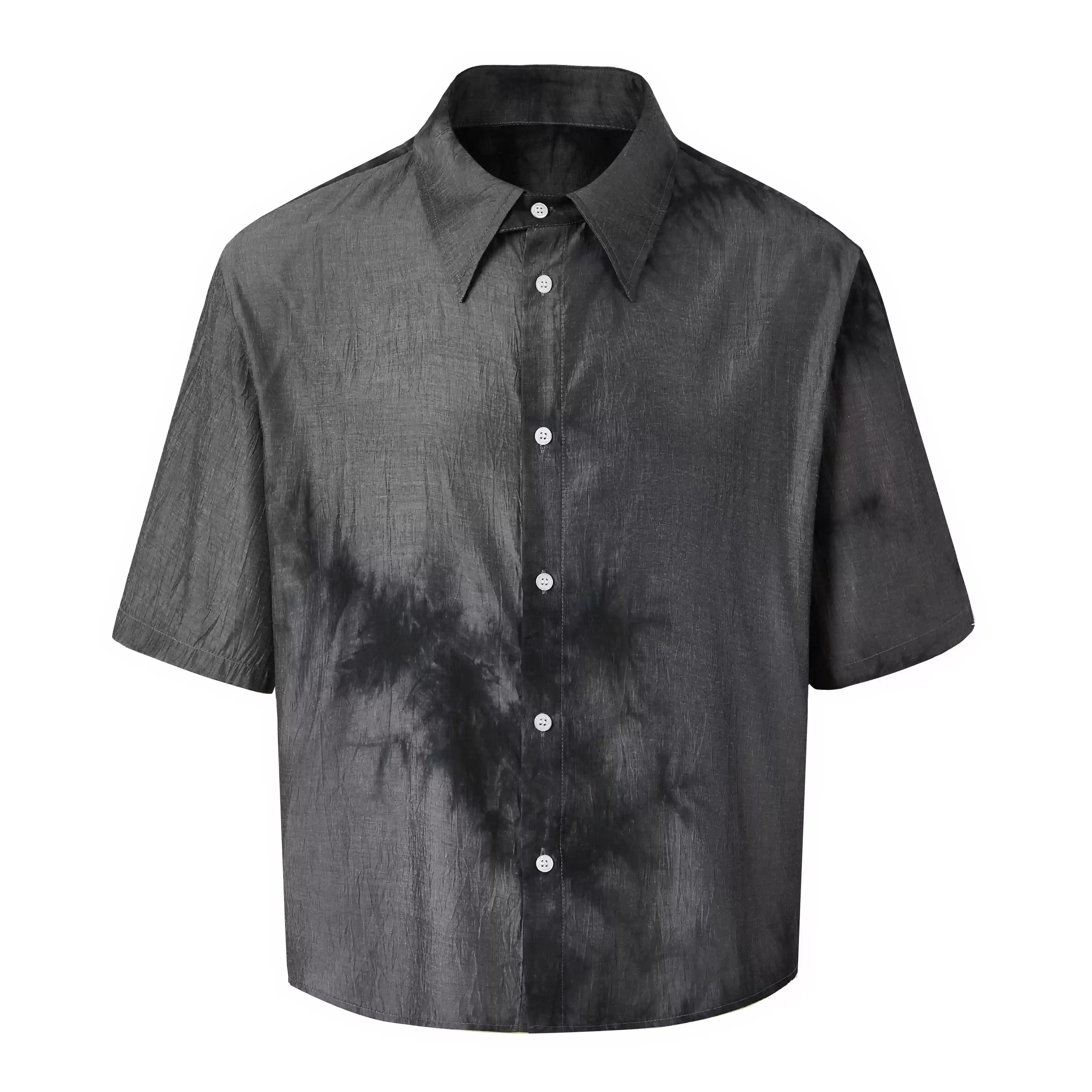 Y OFFICIAL Men's Ink-Wash Bamboo Leaf Short Sleeve Shirt