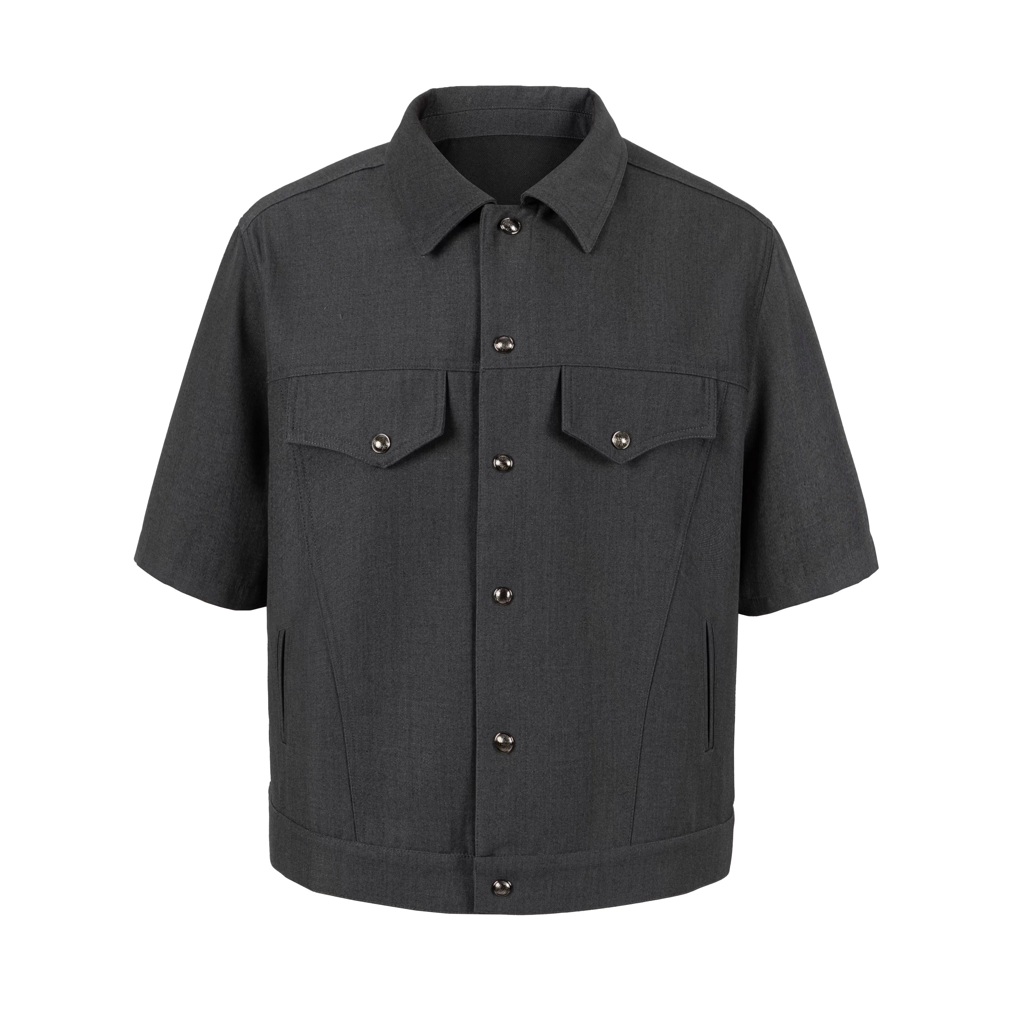Y OFFICIAL Two-Tone Deconstructed Short-Sleeve Jacket Shirt