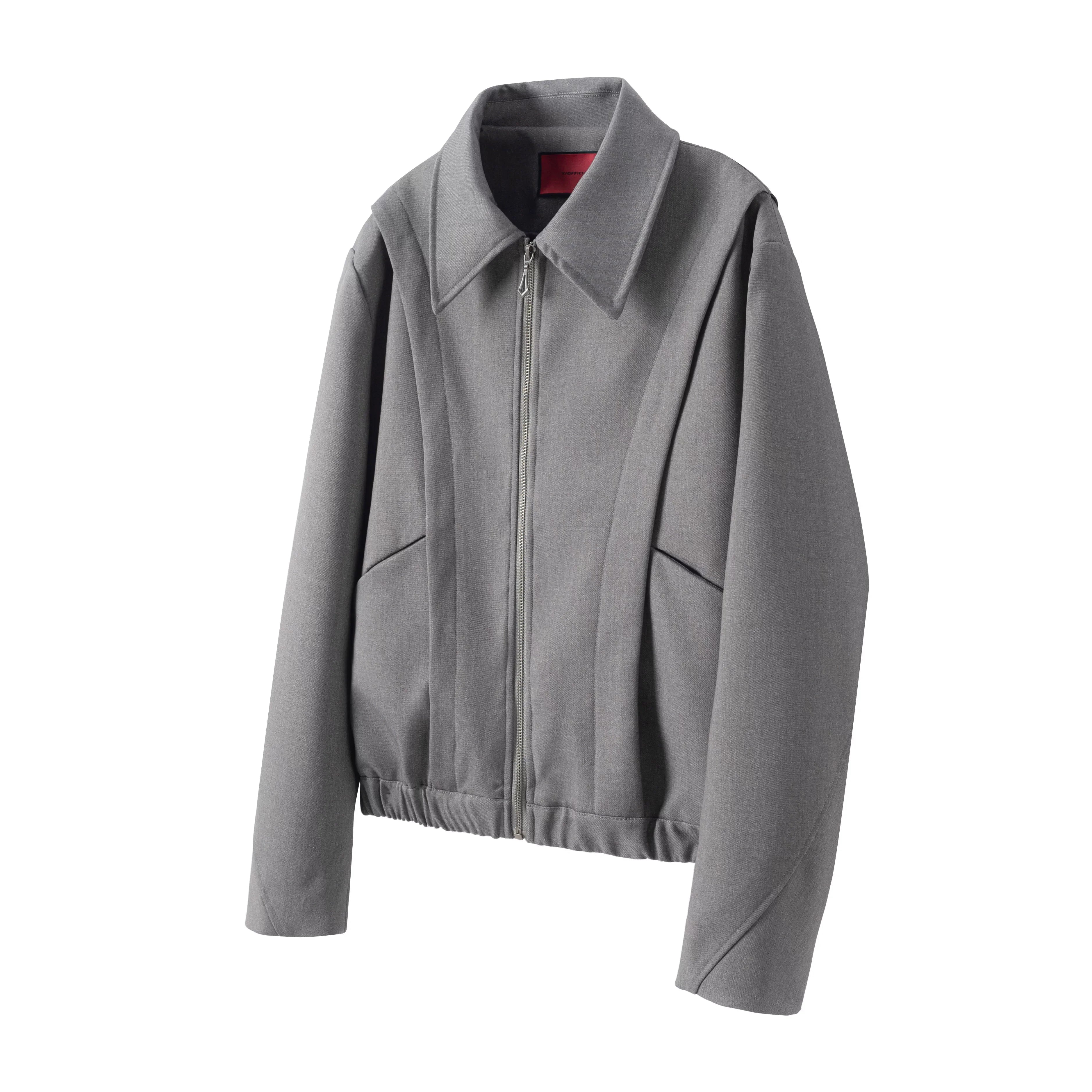 Y OFFICIAL Gray Tailored Multi-Pocket Short Jacket