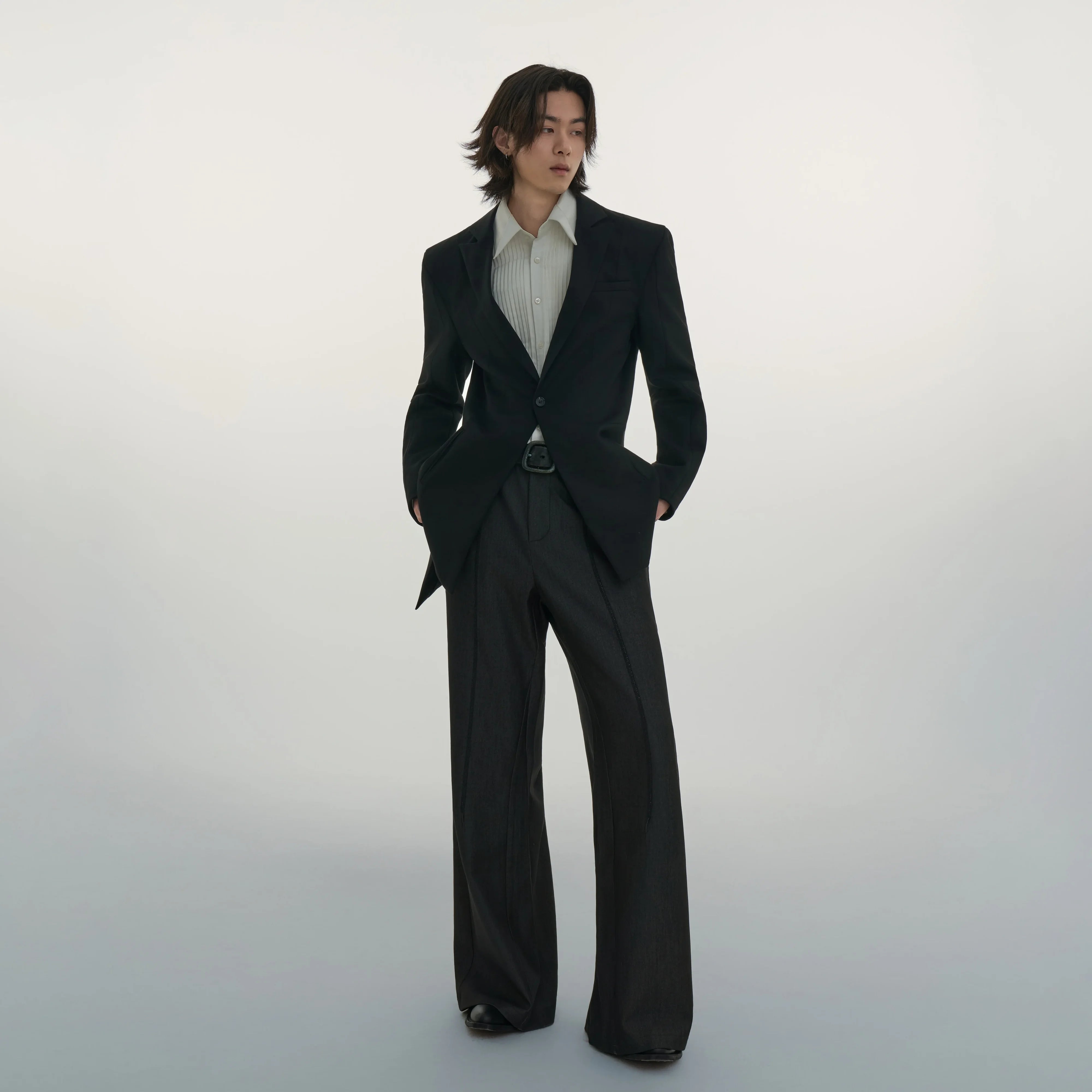 Y OFFICIAL Men's Deconstructed Tailored Trench Coat