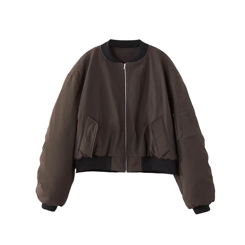 Y OFFICIAL Men's Oversized Microfiber Leather Bomber Jacket with Cotton Lining