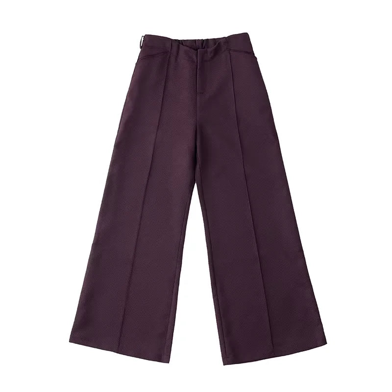 Y OFFICIAL Dark Purple Wide-Leg Wrinkle-Resistant Trousers
