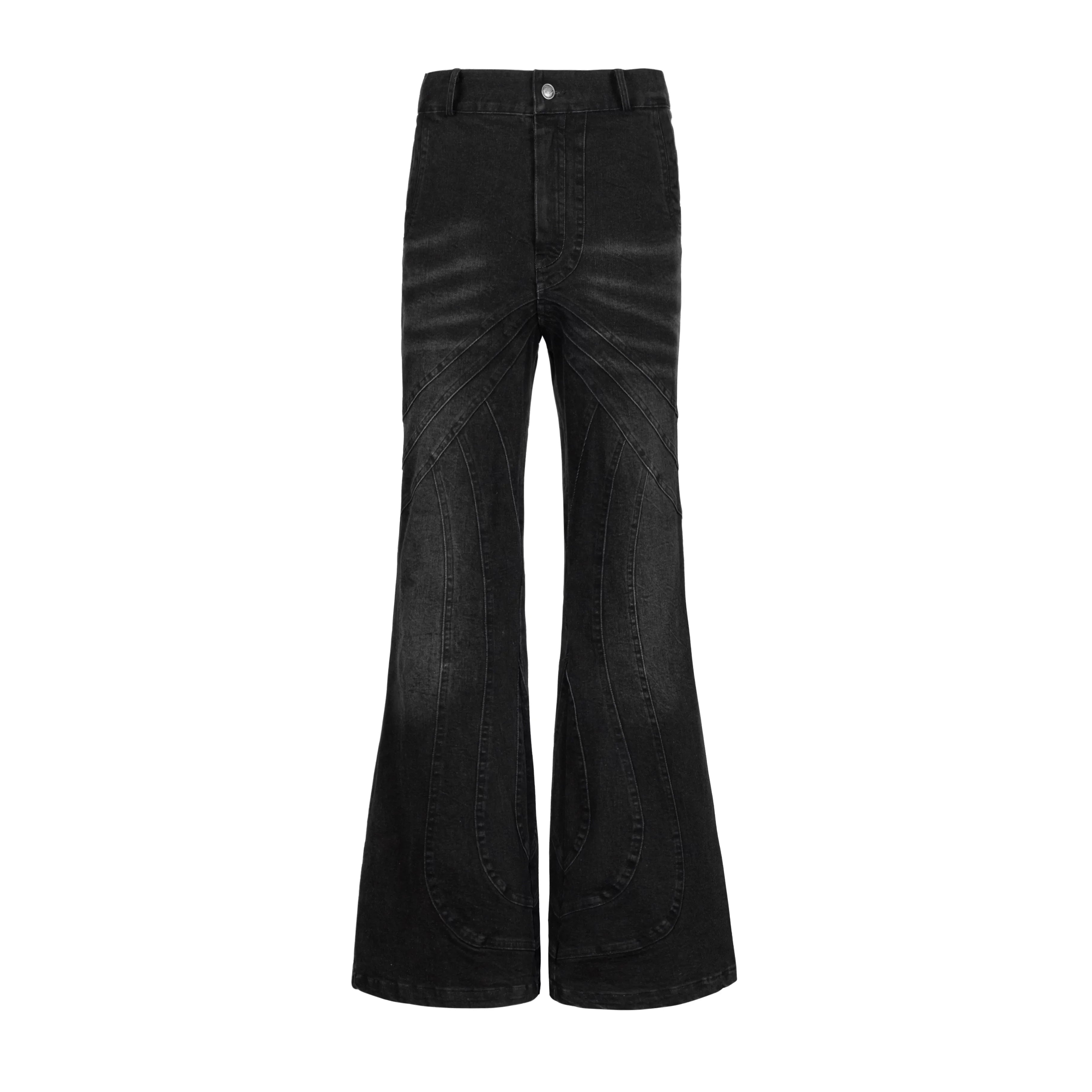 Y OFFICIAL Vintage Washed Black Flared Denim Pants
