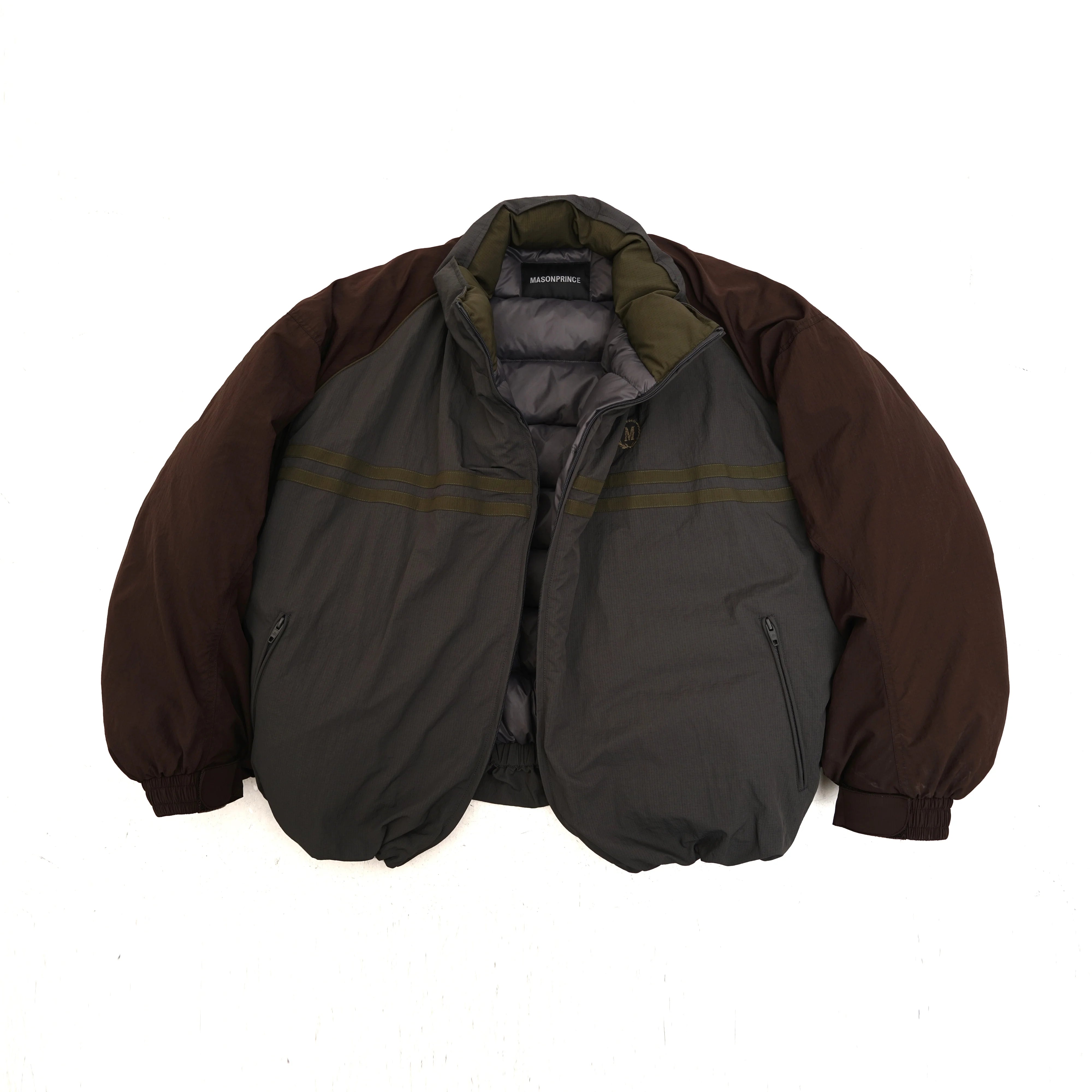 MASONPRINCE 90% White Duck Down Colorblock Puffer Jacket