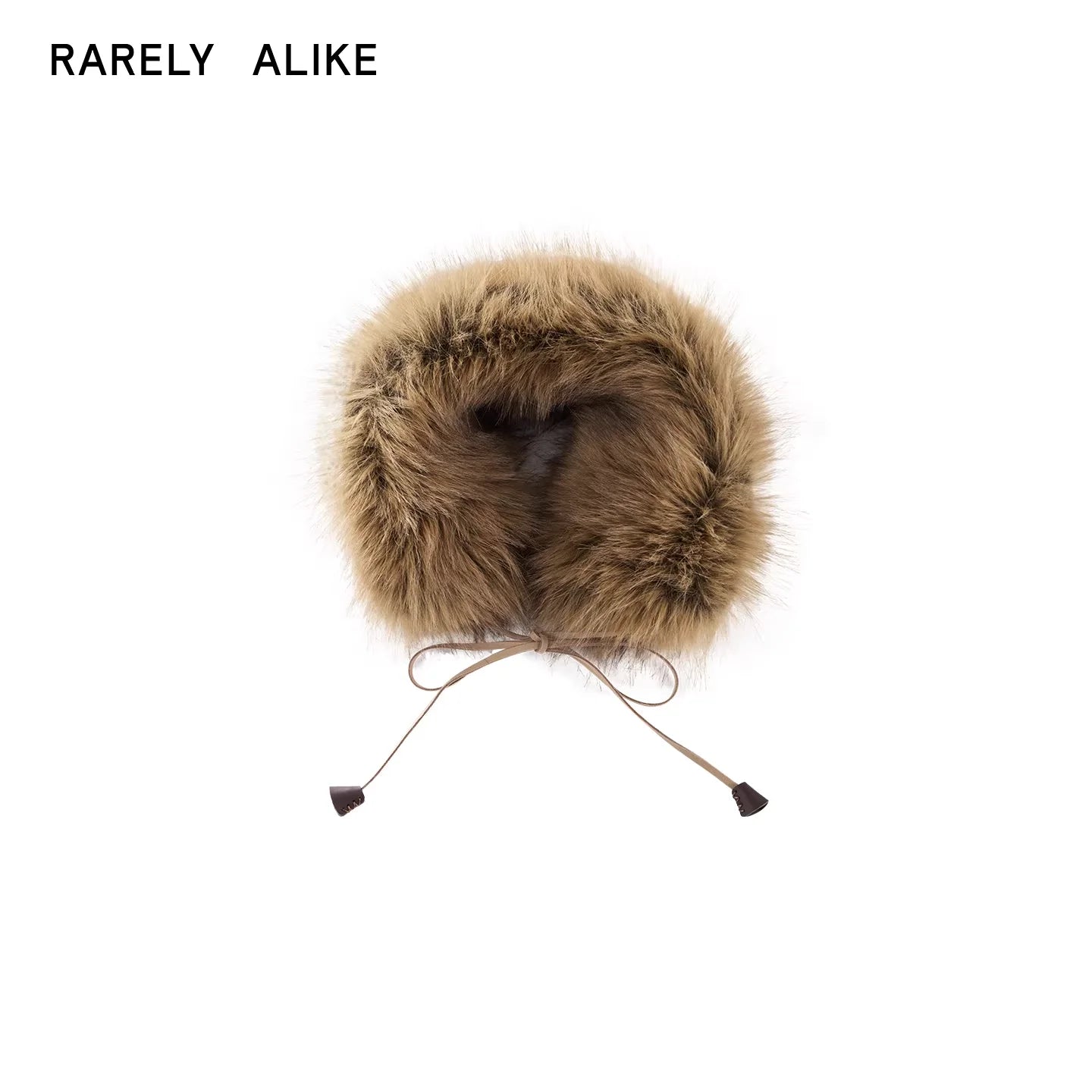RARELY ALIKE Two-Way Lace-Up Faux Fur Neck Warmer - Beige/Khaki