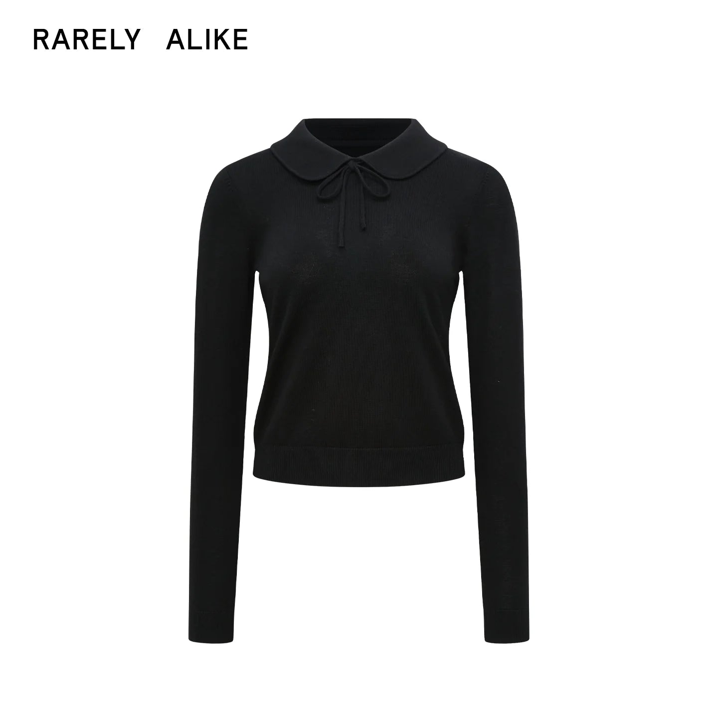 RARELY ALIKE Peter Pan Collar Wool Knit Top with Tie Detail