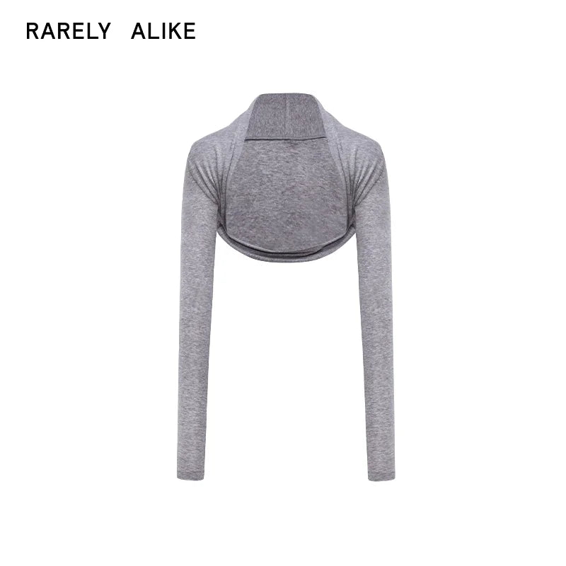 RARELY ALIKE Tencel Wool Slim Fit Knitted Arm Sleeves - Brown/Light Heather Gray