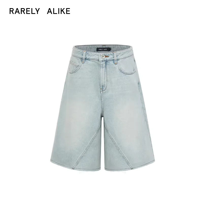 RARELY ALIKE Light Blue A-Line Denim Capri Shorts