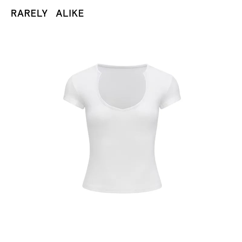 RARELY ALIKE Layered Scoop Neck Short Sleeve T-Shirt - Red/White