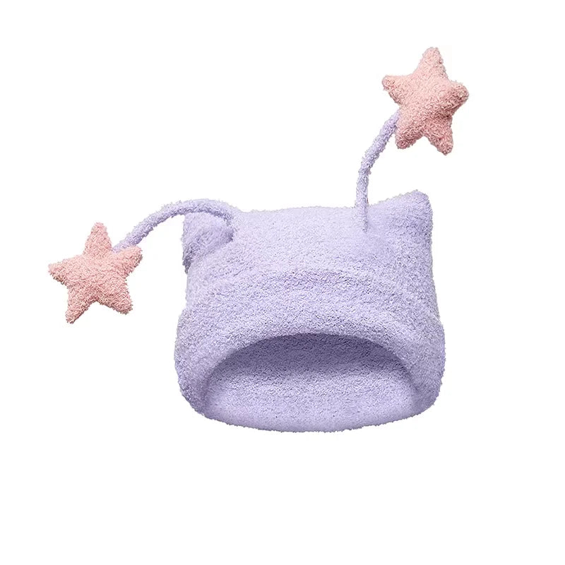 CFIERCE Cat Ear Knit Hat with Star Antennas