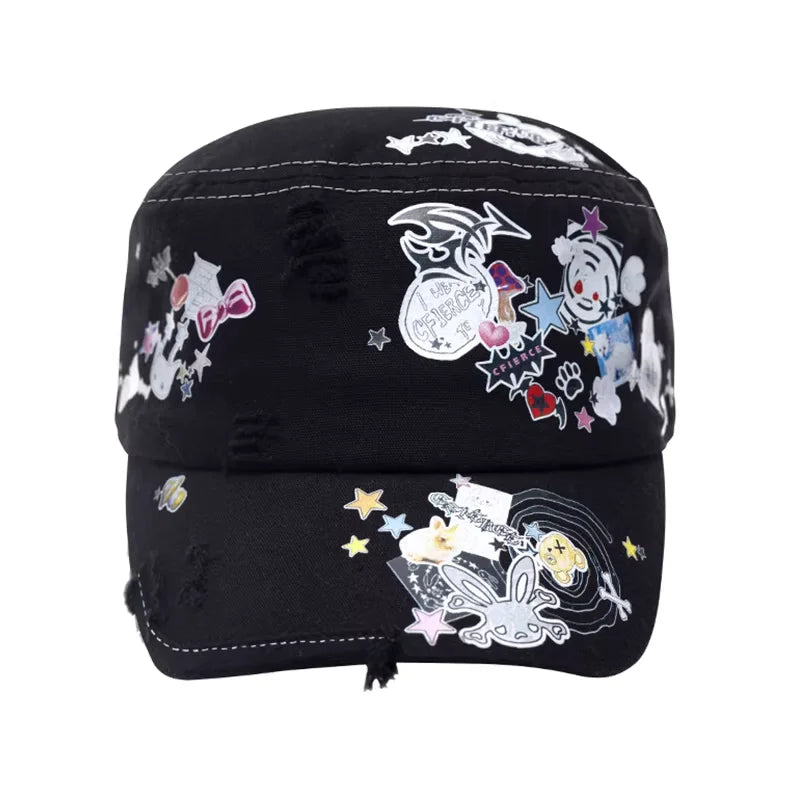 CFIERCE Cartoon Patch Military-Style Cap