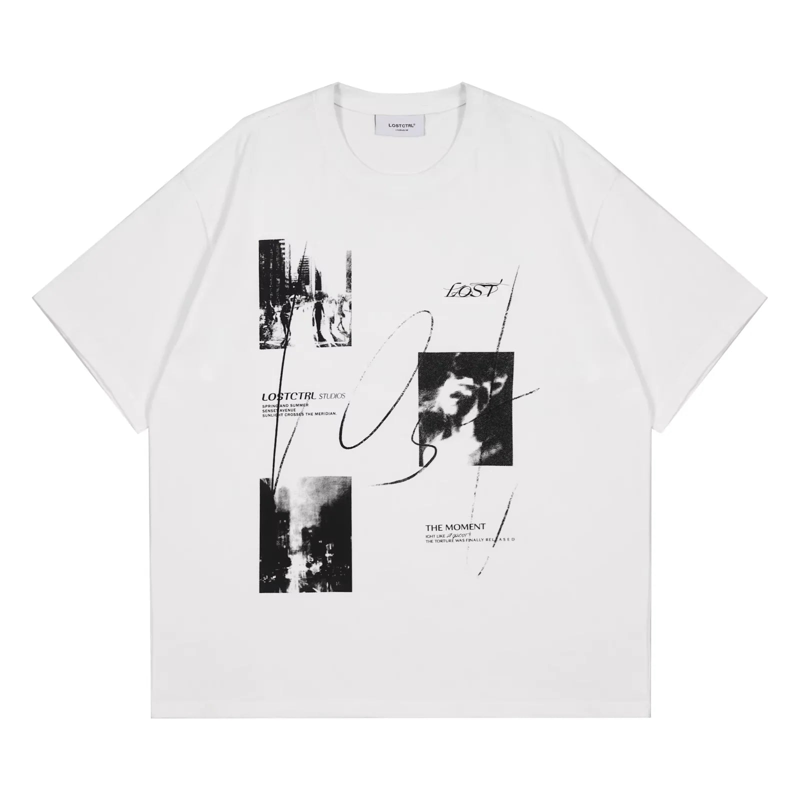 LOSTCTRL Men's Heavyweight Cotton Graphic T-Shirt - Short Sleeve, Loose Fit