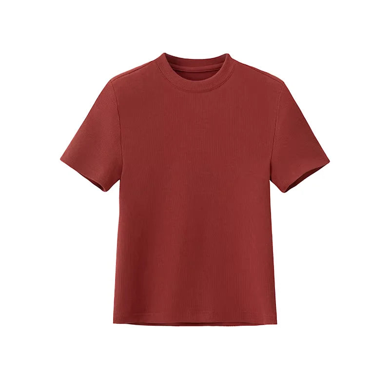 ACSENSE STUDIO Cloud Skin-Feel Slim Fit Cropped T-Shirt