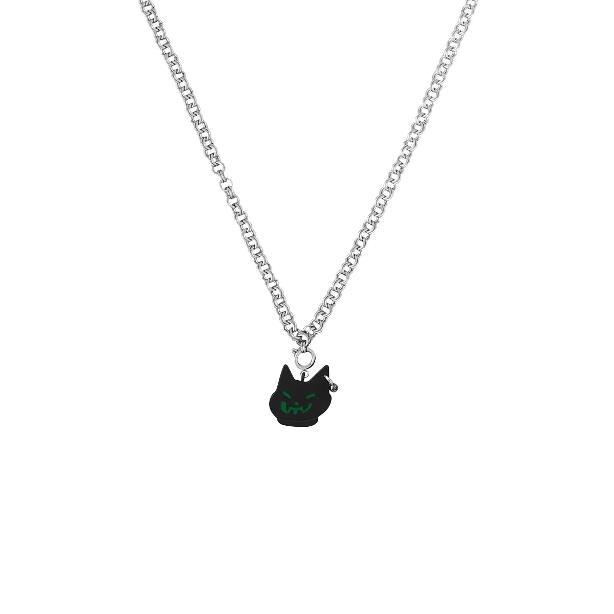 BLACKHEAD Cat Pendant Couple Necklace with Silver Chains