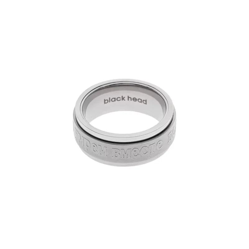 BLACKHEAD Rotating Two-Tone Russian Letter Titanium Steel Ring