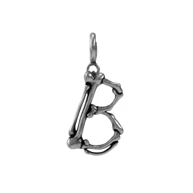 BLACKHEAD S925 Silver Skeleton Alphabet Letter Pendant Necklace Charm