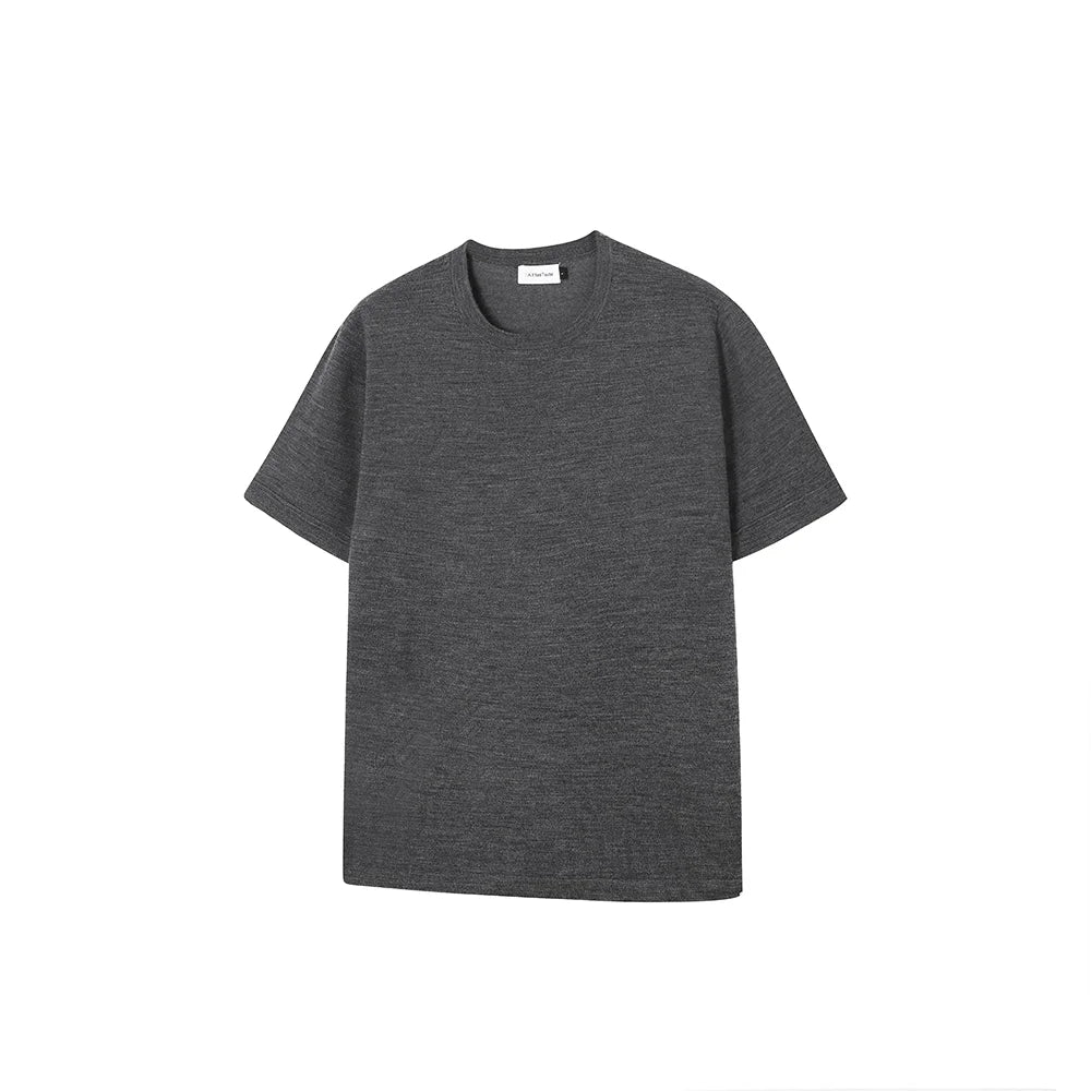 AFterTaste 100% Wool Slim Fit Fine Knit Crew Neck T-Shirt - Short Sleeve 16.5 Micron