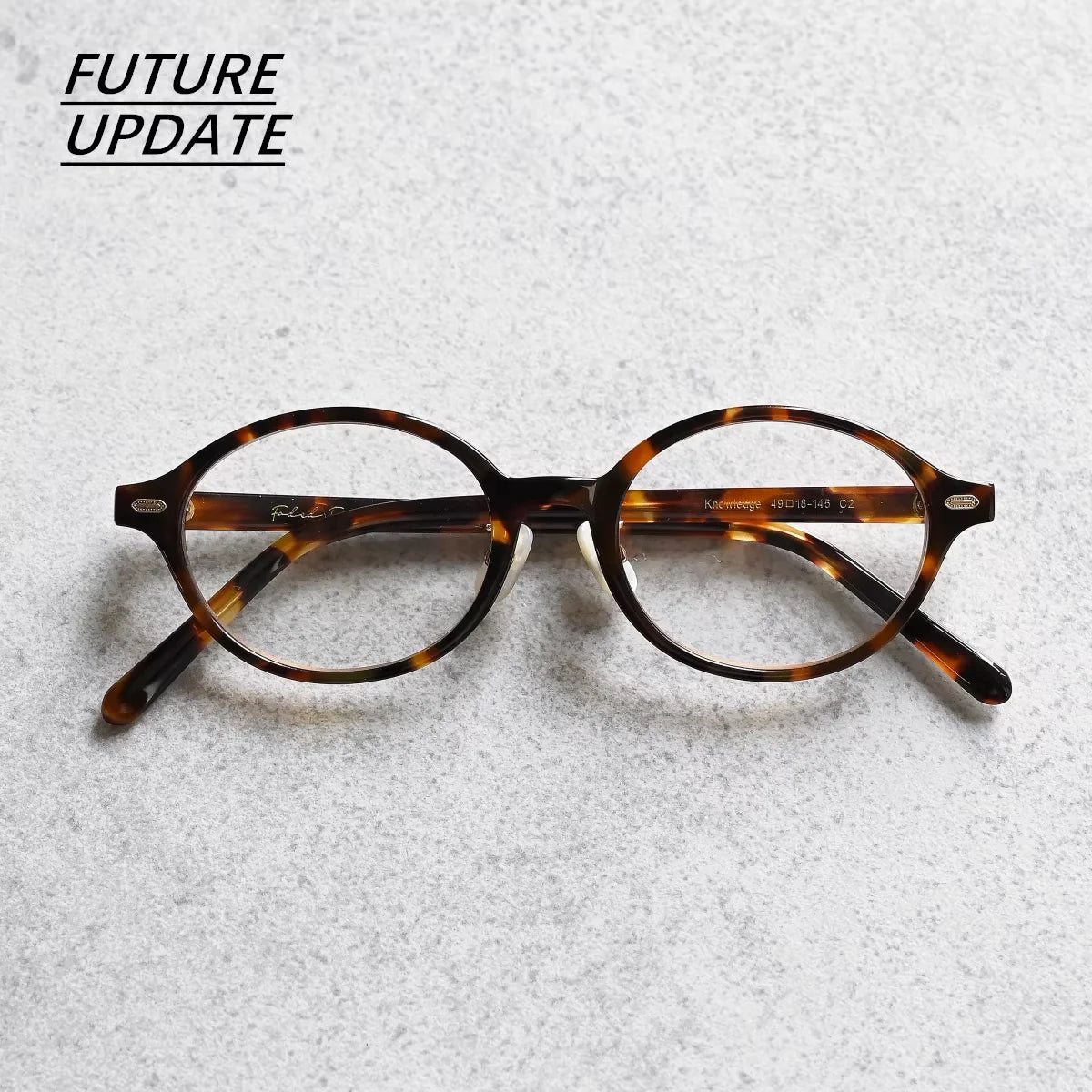 FUTURE UPDATE Retro Oval Nerd Glasses with Natural Mother-of-Pearl Nose Pads