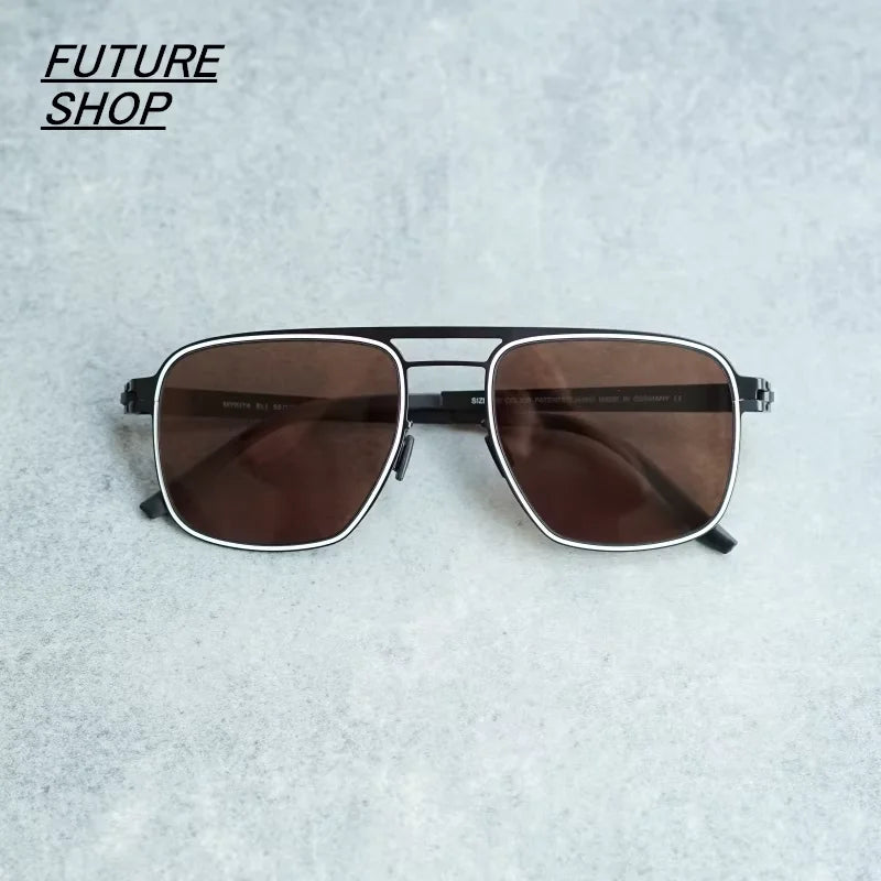 FUTURE UPDATE Ultra-Light Titanium Screwless Square Sunglasses for Men