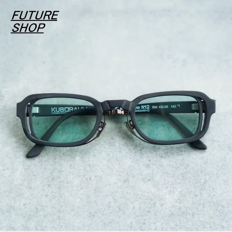 FUTURE UPDATE Futuristic Slim Rectangular Sunglasses with Brown-Tinted Lenses