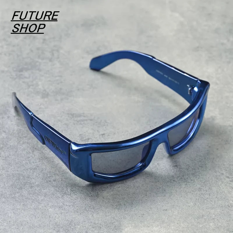 FUTURE UPDATE Cyberpunk Y2K Square Frame Sunglasses – White