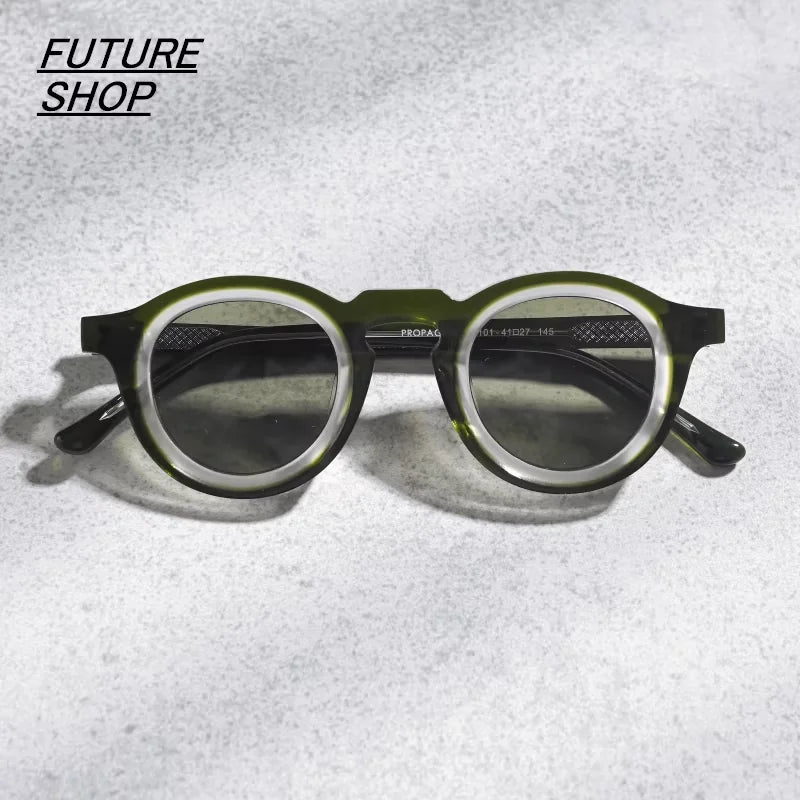 FUTURE UPDATE Unisex Retro Round Acetate Prescription Sunglasses Frame
