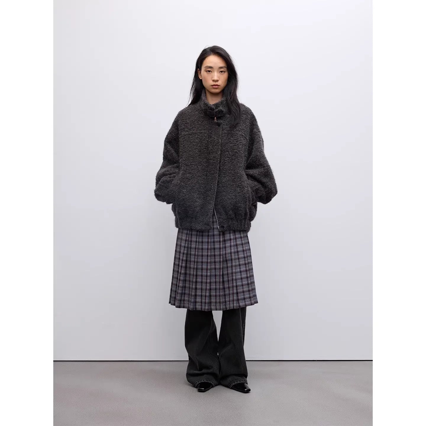 RandomPiece Alpaca Wool Blend Bouclé Oversized Jacket