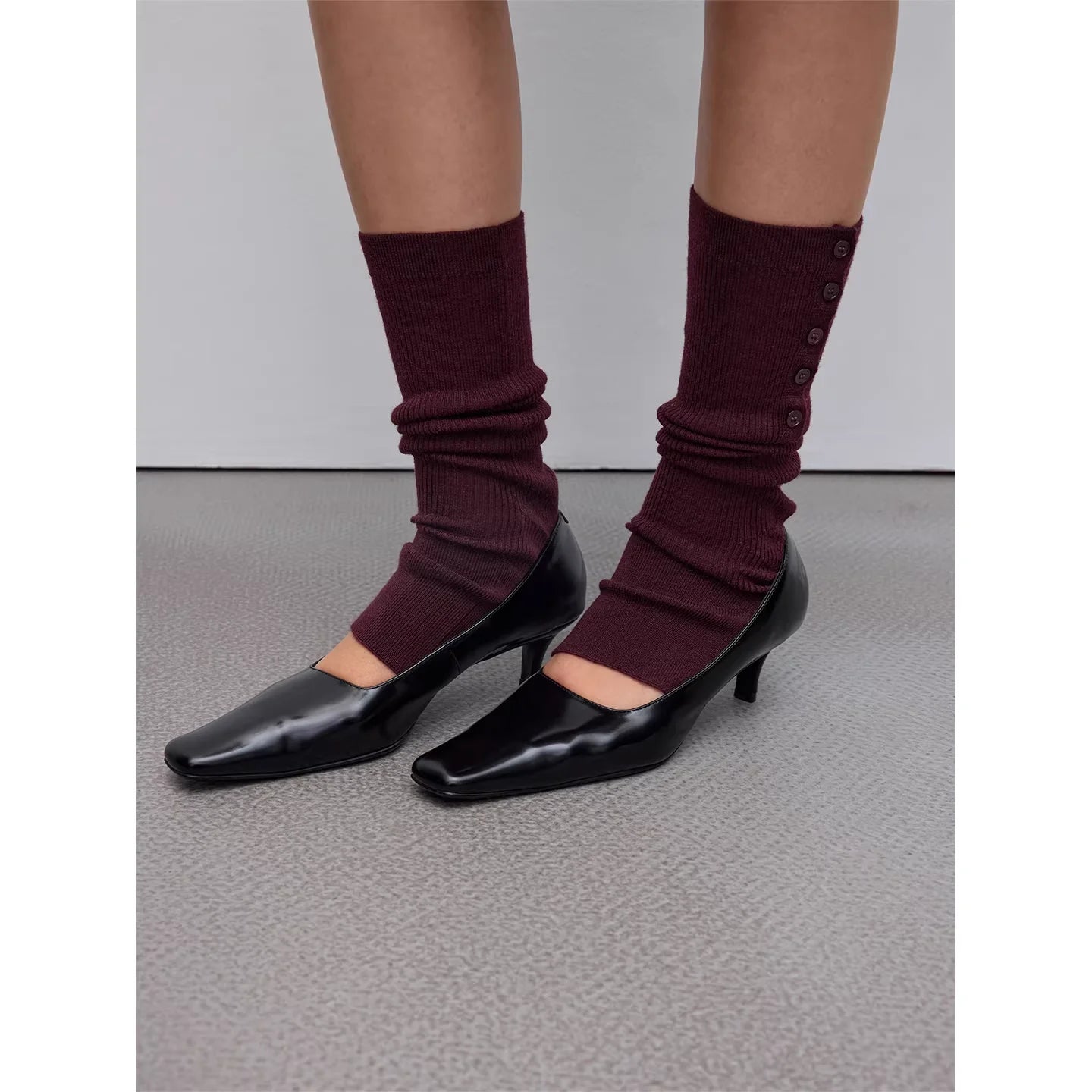 RandomPiece Women's Thermal Wool Blend Leg Warmers with Buttons