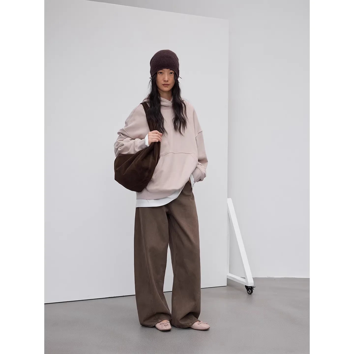 RandomPiece Alpaca Wool Blend Slouchy Knit Beanie with Fringed Edge