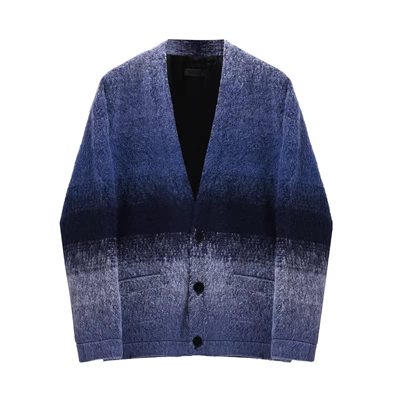 Roolrren homme Gradient Alpaca and Wool Blend Knit Cardigan Coat