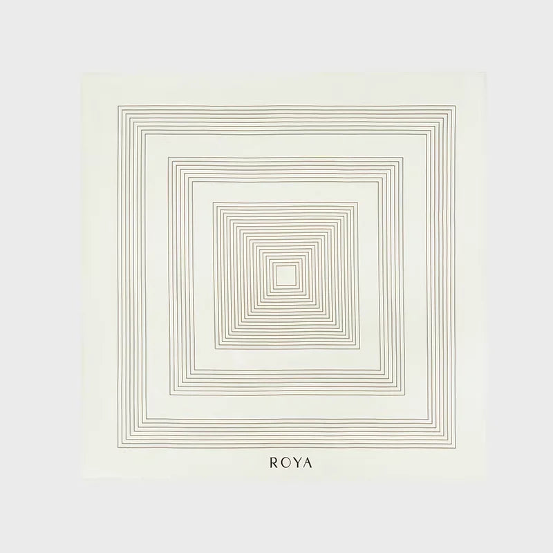 ROYA 100% Mulberry Silk Geometric Square Scarf