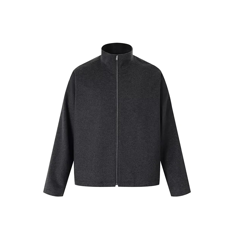 ROYA Men's Alpaca Wool Blend Stand Collar Zip Jacket