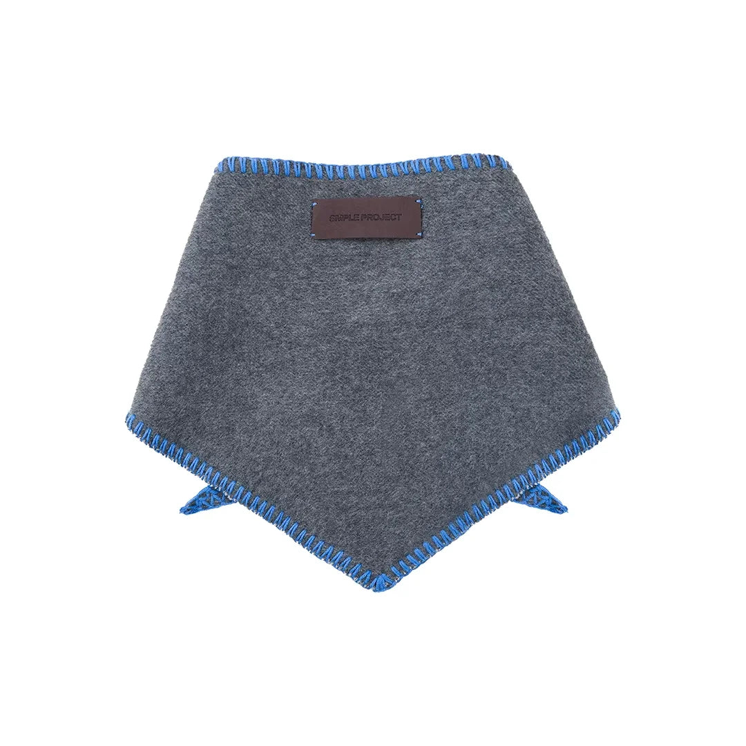 Simple Project Double-Sided Fleece Triangle Scarf with Embroidered Edging