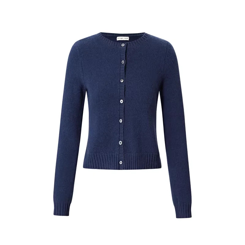 alright then Lambswool Slim Fit Cropped Button-Up Cardigan