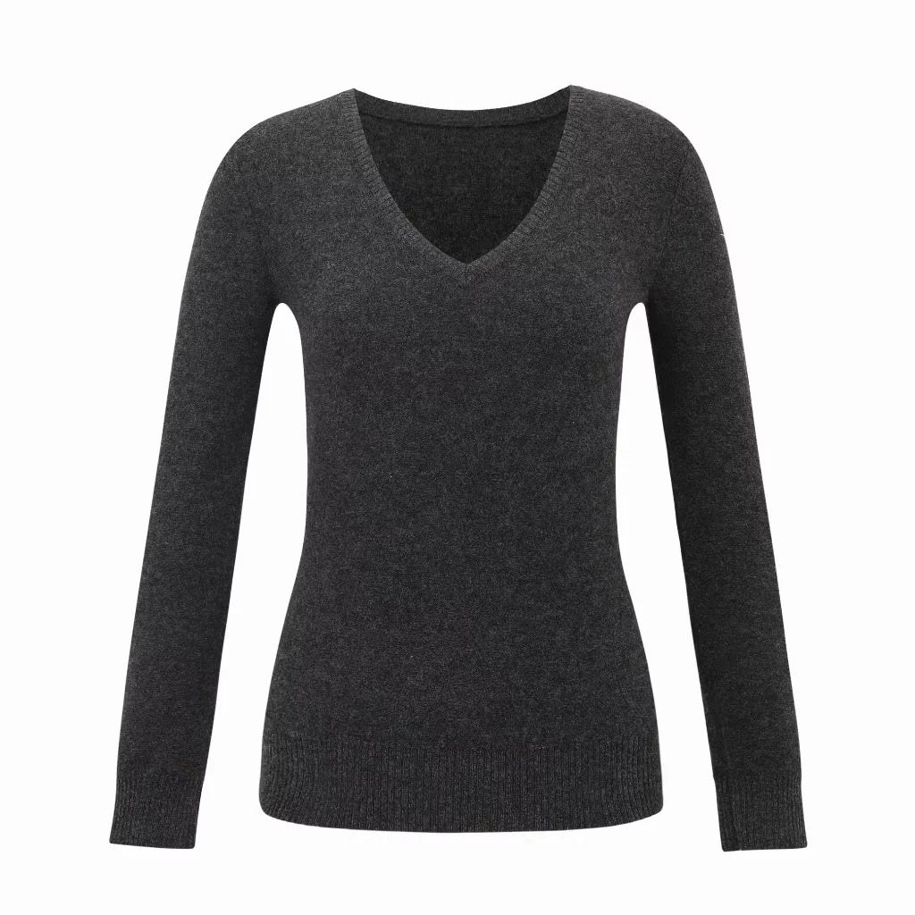 alright then Women's Pure Wool V-Neck Slim Fit Sweater