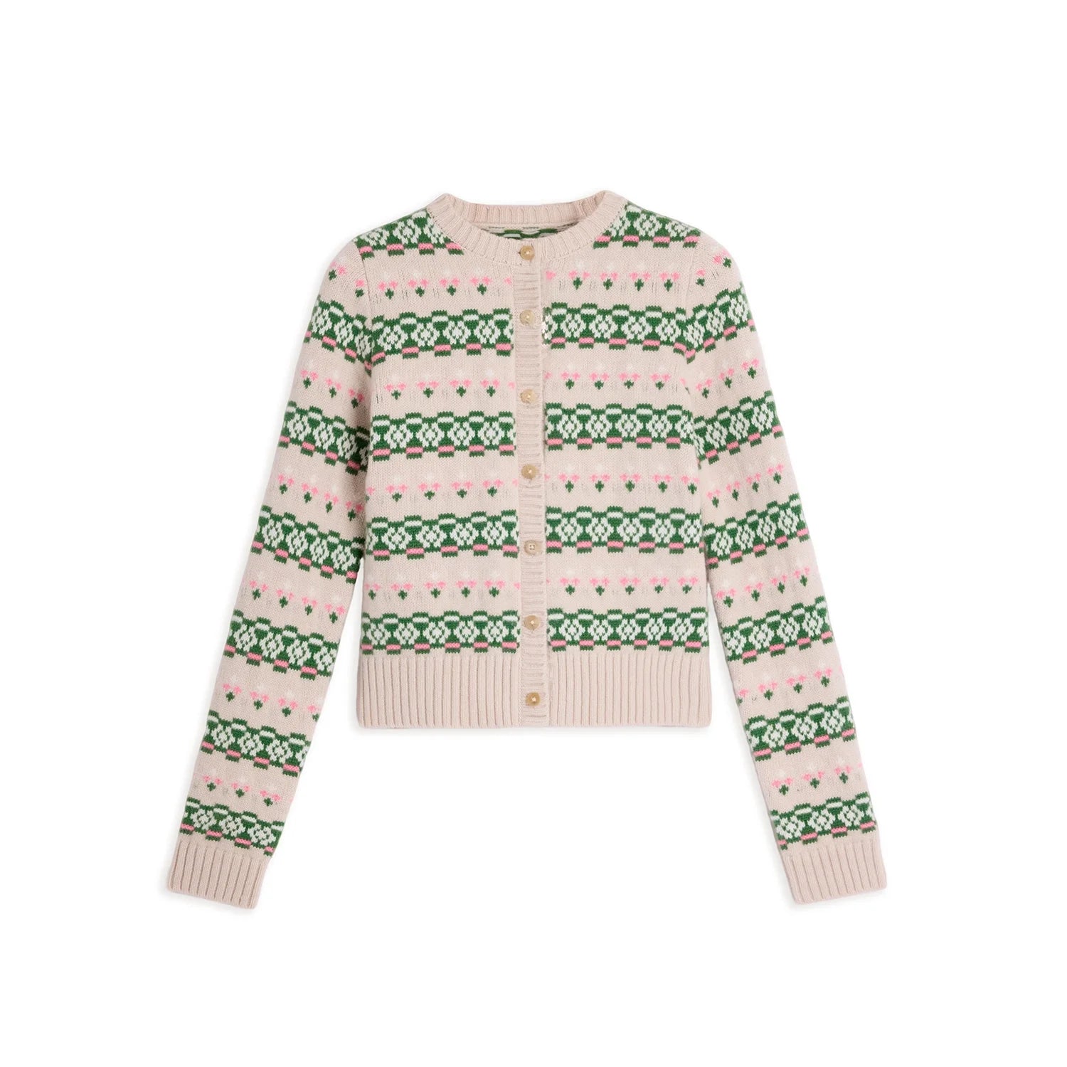 alright then Two-Tone Wool Jacquard Knit Cardigan