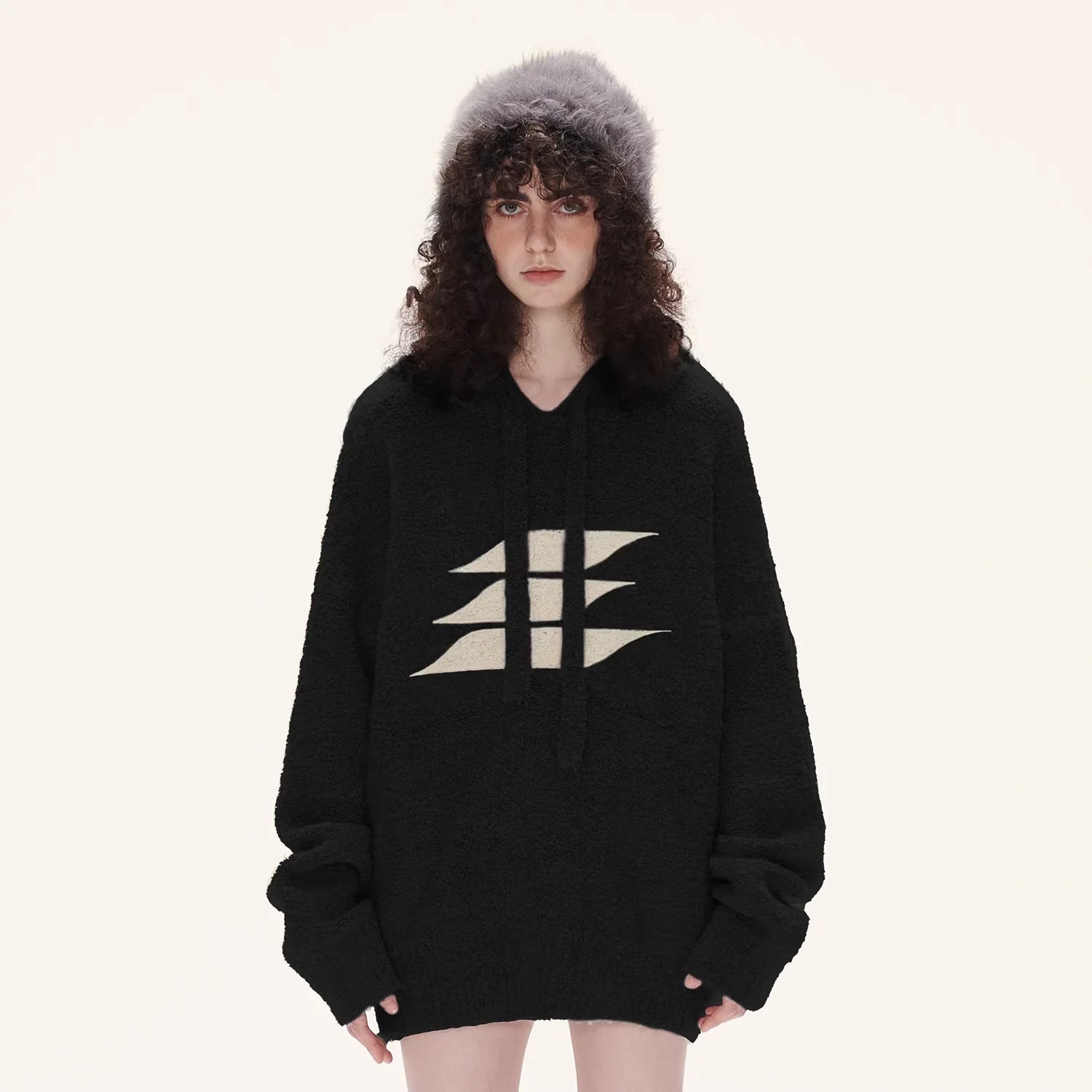 LOSTCTRL Embroidered Hooded Knit Cardigan for Men and Women