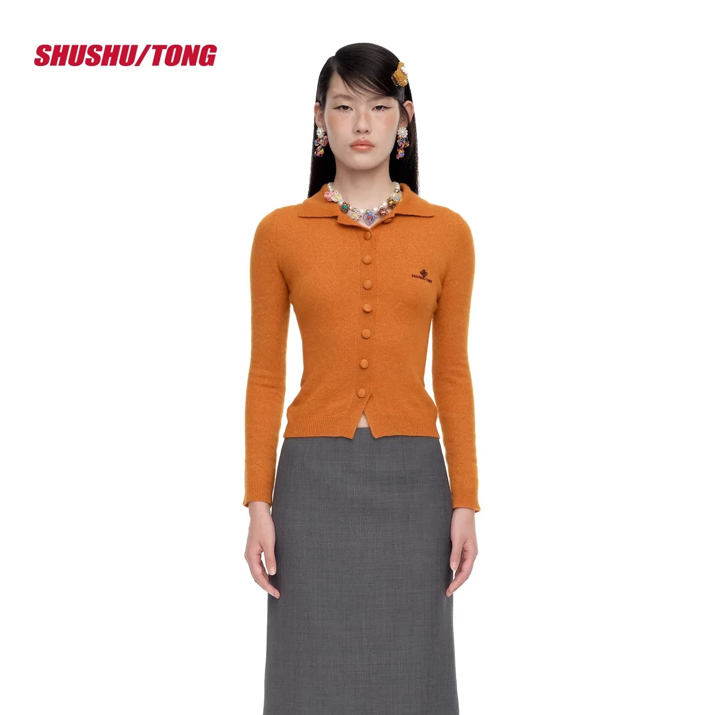 shushutong Women's Slim Fit Knit Cardigan with Lapel Collar