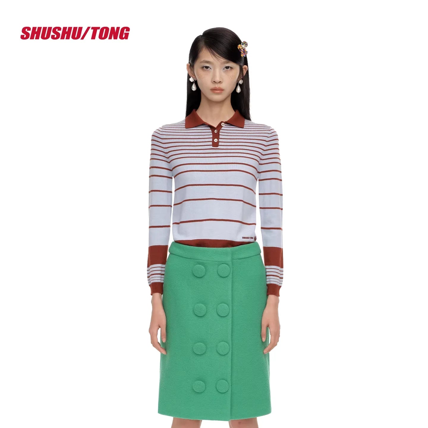 shushutong Women's Long Sleeve Striped Knit Sweater