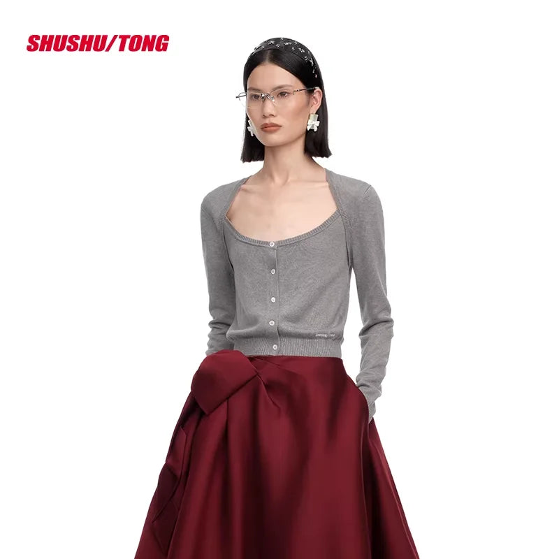 shushutong Elegant Sleeveless Knit Cardigan