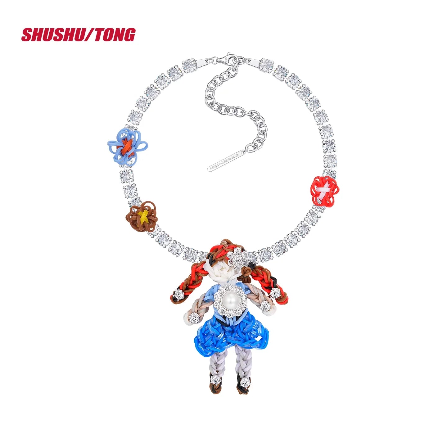 shushutong Whimsical Zircon Doll Pendant Necklace