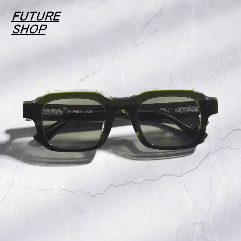 FUTURE UPDATE Retro Futuristic Square Acetate Sunglasses