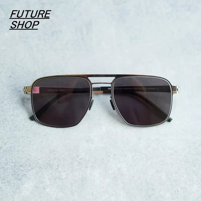 FUTURE UPDATE Ultra-Light Titanium Screwless Square Sunglasses for Men